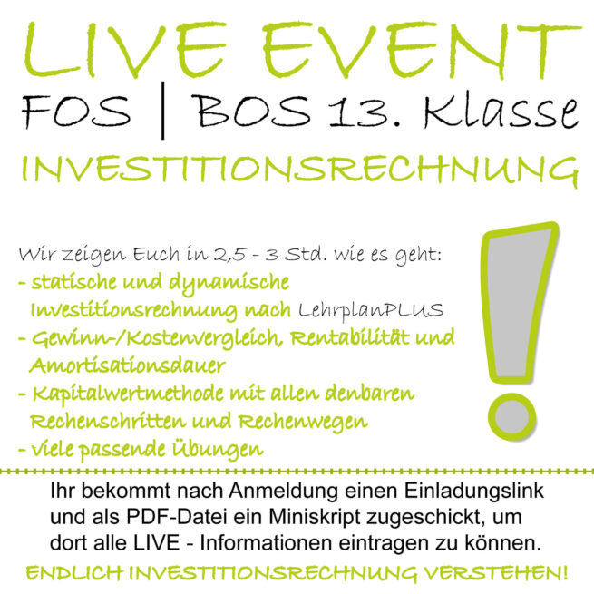 FOS 13 BwR LIVE-EVENT Investitionsverfahren lern.de
