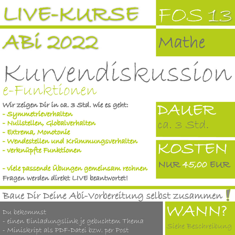 FOS 13 Mathe LIVE-EVENT e-Funktionen Kurvendiskussion