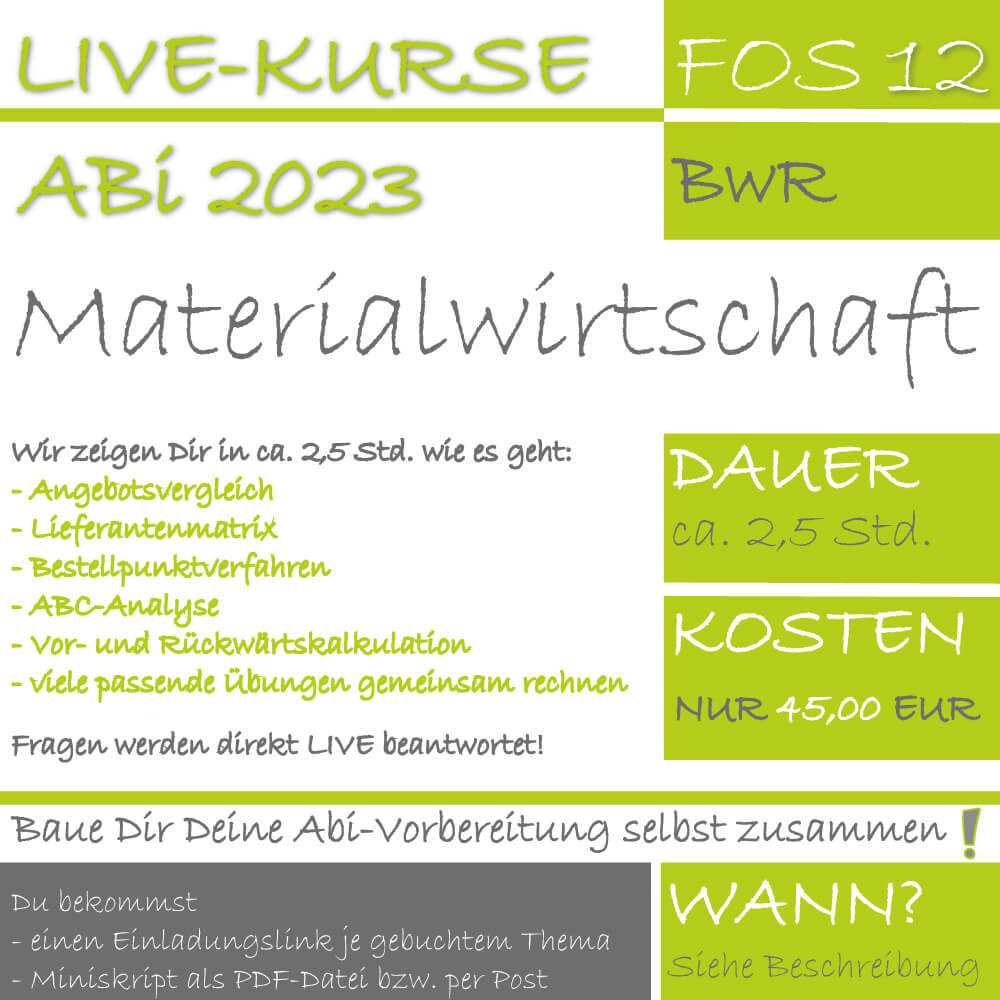 FOS 12 BwR LIVE-KURS Materialwirtschaft