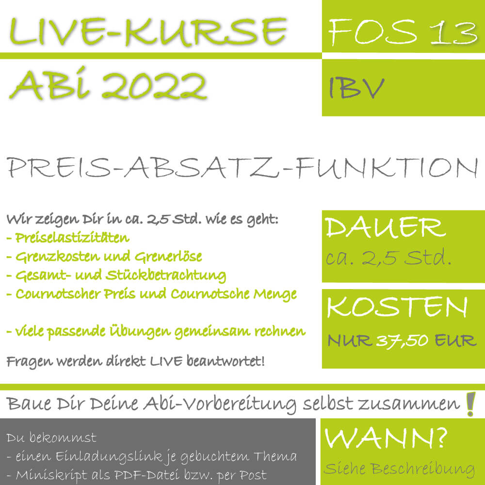 FOS 13 IBV LIVE-KURS Preis-Absatzfunktion lern.de GoDigital
