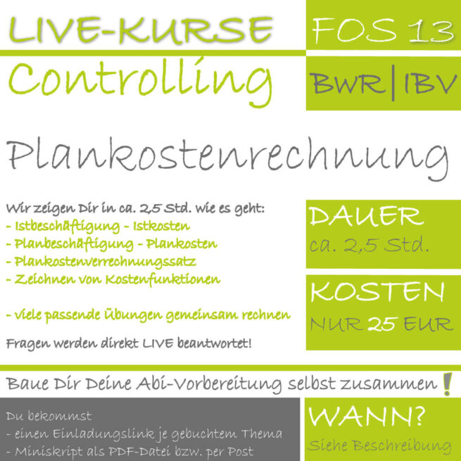 LIVE-KURS FOS 13 BwR | IBV Plankostenrechnung lern.de GoDigital