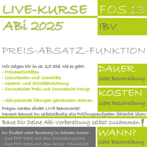 FOS 13 IBV LIVE-KURS Preis-Absatzfunktion lern.de GoDigital