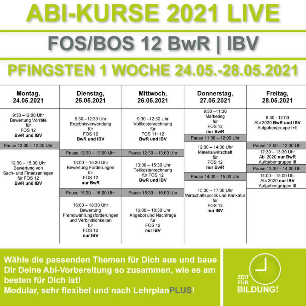 Stundenplan FOS LIVE-KURSE 12 Klasse Bwr | IBV