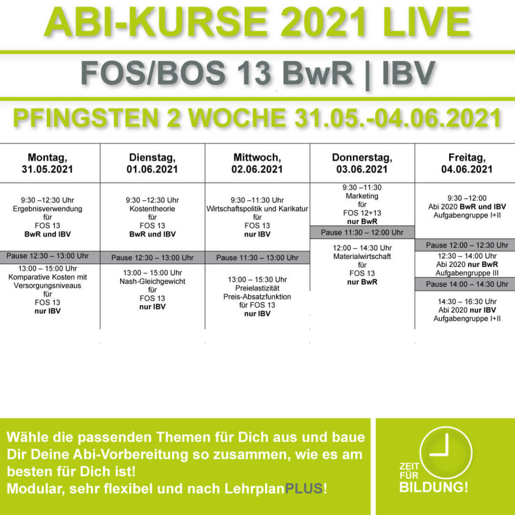 Stundenplan FOS LIVE-KURSE 13 Klasse Bwr | IBV