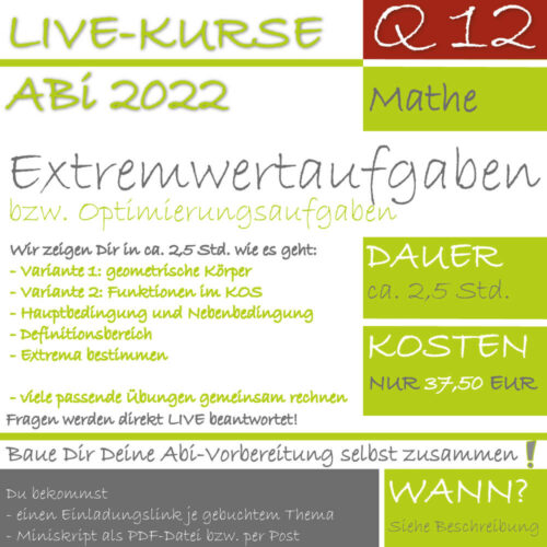 Abitur-Vorbereitung Q12 Extremwertaufgaben