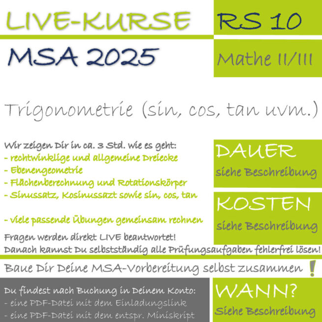 MSA 2025 Realschule Trigonometrie