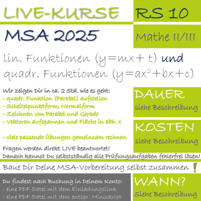 MSA 2025 Realschule quadratische Funktionen