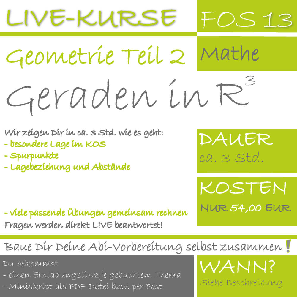 FOS 13 Mathe LIVE-EVENT Ebenengeometrie Geraden in R lern.de GoDigital
