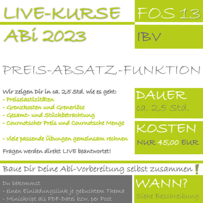 FOS 13 IBV LIVE-KURS Preis-Absatzfunktion lern.de GoDigital