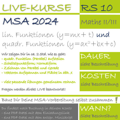 MSA 2024 Realschule quadratische Funktionen