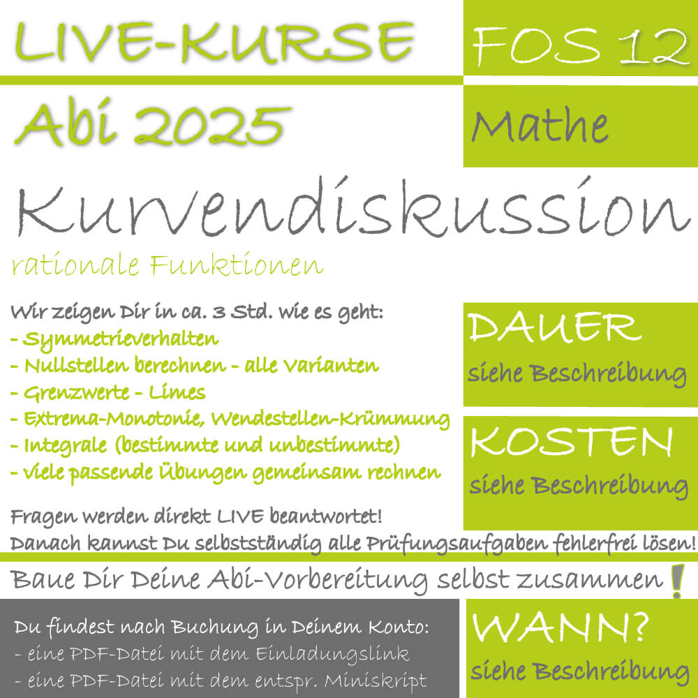 FOS 12 Mathe LIVE-EVENT Kurvendiskussion rationaler Funktionen