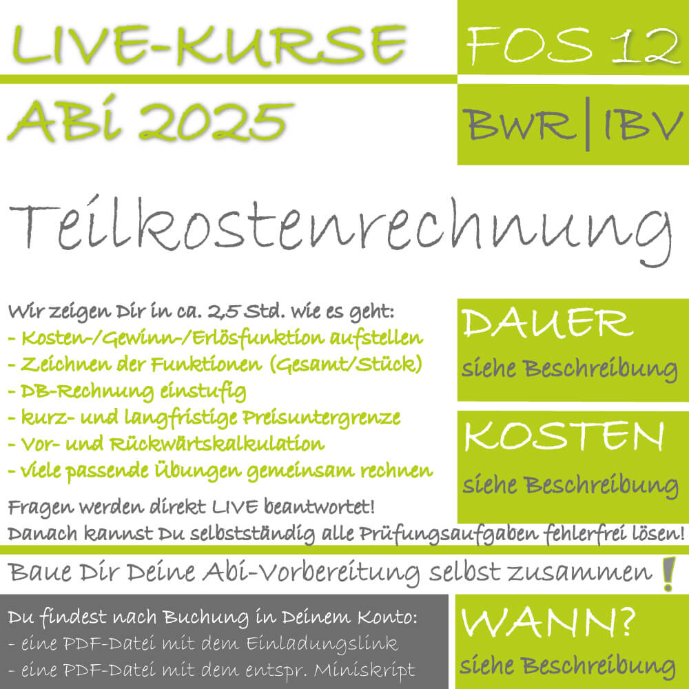 FOS 12 BwR LIVE-EVENT Teilkostenrechnung lern.de GoDigital