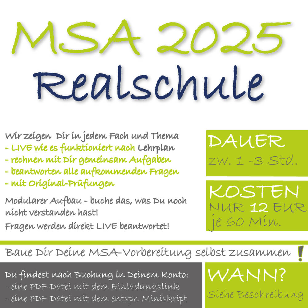 Vorbereitung MSA 2025 Realschule Bayern