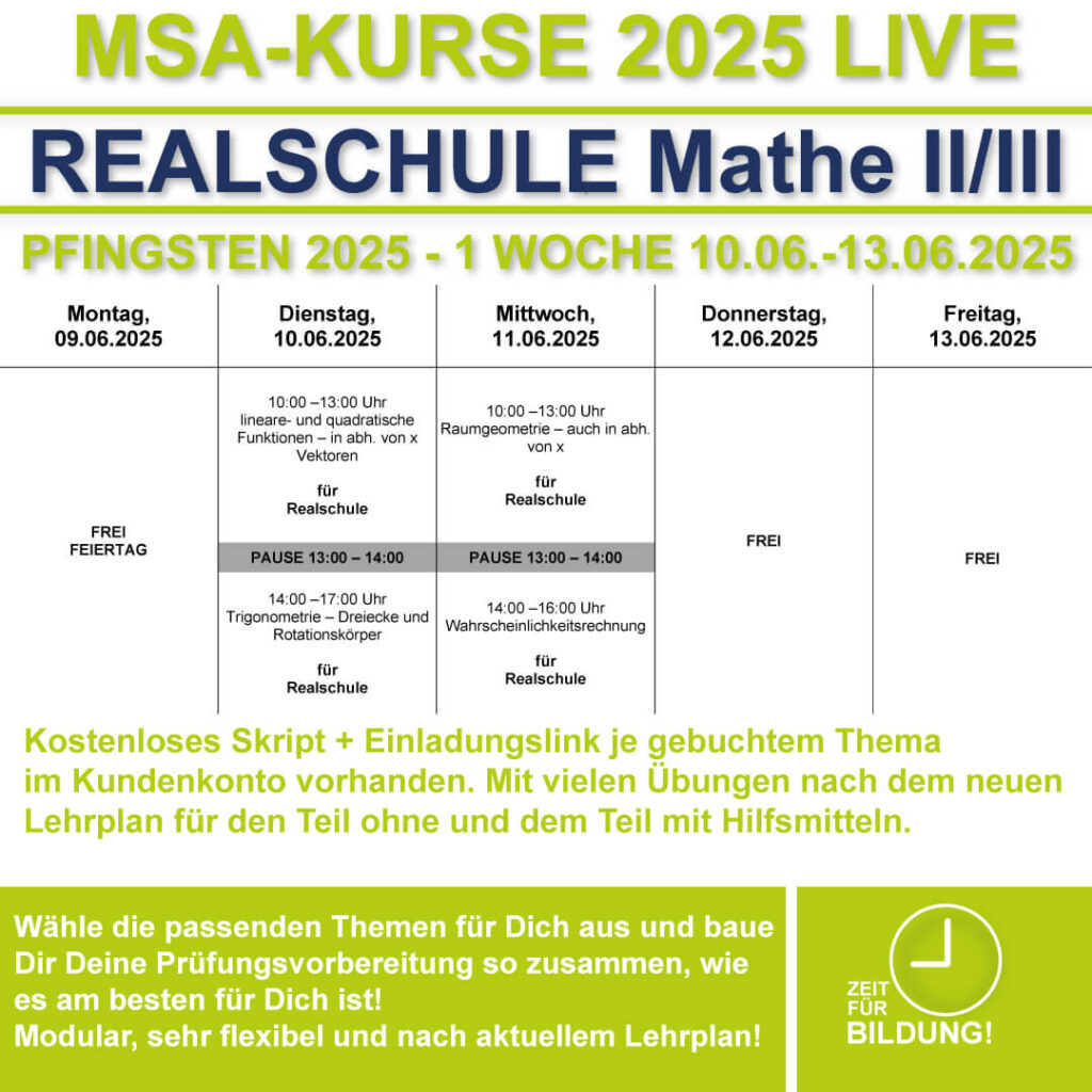 Stundenplan MSA 2025 Realschule