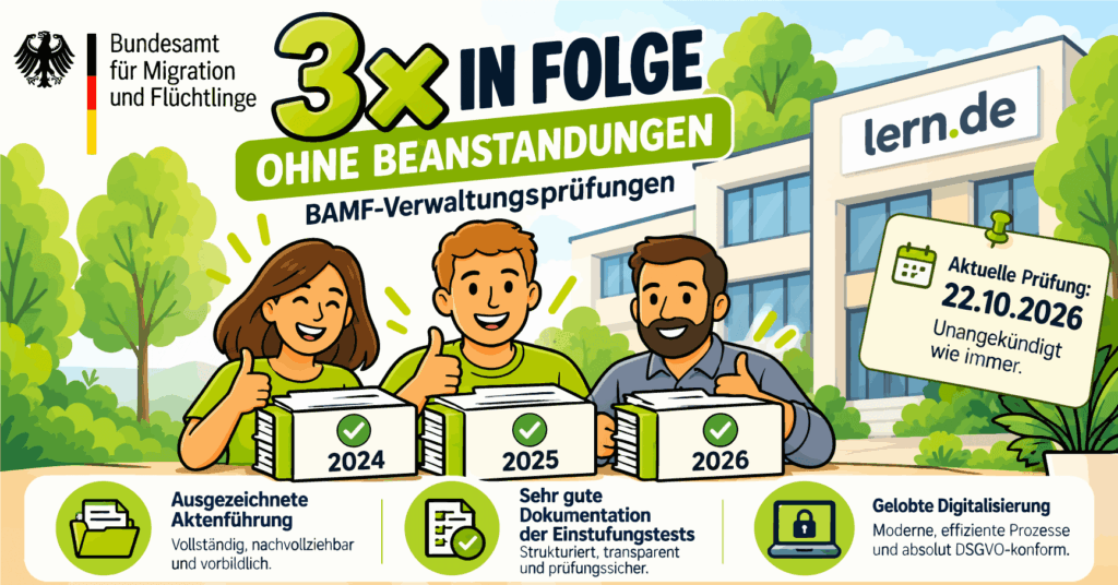 BAMF-Verwaltungsprüfung 2026 – lern.de zum dritten Mal ohne Beanstandungen
